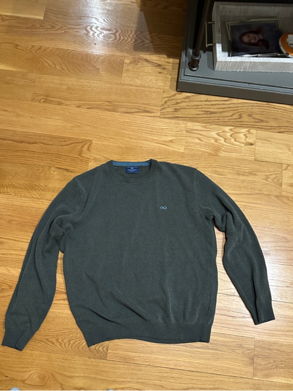 Men's Crewneck Sweater in Deep Olive with Discreet Logo